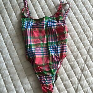 J. Crew Multicolor Plaid One Piece Swimsuit
